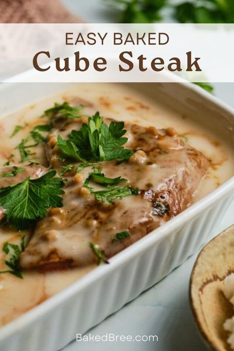 Ranch Cube Steak Recipes, Cubed Steak With Cream Of Mushroom Soup, Cubed Steak In Oven, Cube Steak With Cream Of Mushroom Soup, Tender Cube Steak Recipes Oven, Oven Baked Cubed Steak With Gravy, Baked Cubed Steak Recipes, Tender Cube Steak Recipes Stove Top, Oven Cubed Steak Recipes