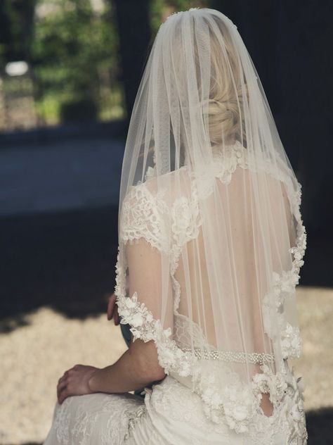 Soho by Joyce Jackson | Single Tier Floral Waist Length Veil Beautiful Wedding Veils, Bridal Veils, Wedding Veils, Wedding Veil, Bridal Veil, Waist Length, Vintage Wedding, Soho, Wedding Inspo