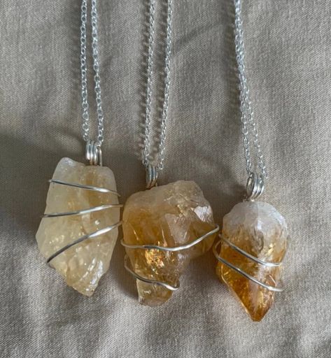 Energy Necklace, Crystals For Manifestation, Wire Wrap Jewelry Designs, Attract Abundance, Citrine Necklace, Spiritual Energy, Crystal Necklaces, Wrap Jewelry, Power Crystals