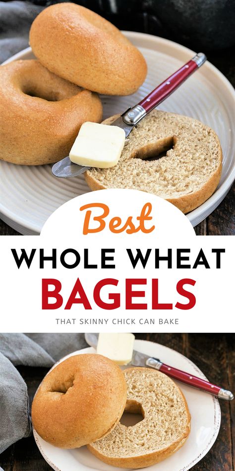 Whole Grain Bagels, Whole Wheat Ciabatta Bread, Wheat Bagels Recipe Homemade, Homemade Whole Wheat Bagels, Whole Wheat Donuts Baked, Whole Grain Bagel Recipe, Whole Wheat Bagels Recipe Homemade, Whole Wheat Baking, Recipes With Whole Wheat Flour