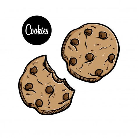 Tasty chocolate chip cookies with colored hand drawn style Premium Vector | Premium Vector #Freepik #vector #food #party #hand #paper Chocolate Chip Cookie Tattoo, How To Draw A Cookie, Cute Cookie Drawing, Cookie Tattoo, Cookies Drawing, Cookie Illustration, Cookie Logo, Tasty Chocolate Chip Cookies, Cookie Drawing