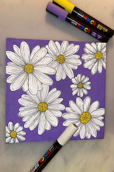 Drawing Ideas Easy Flowers, Drawing With Posca, Posca Art Doodle, Posca Drawing Ideas, Color Markers Art, Drawing Ideas Simple, Posca Drawing, Art Markers Drawing, Markers Drawing Ideas