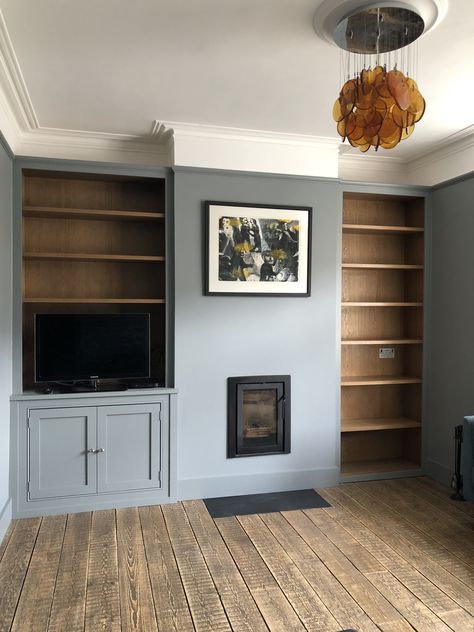 Alcove Living Room, Built In Cupboards Living Room, Alcove Bookshelves, Alcove Ideas Living Room, Alcove Units, Log Burner Living Room, Alcove Storage, Alcove Shelving, Snug Room