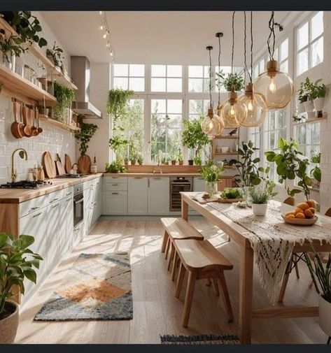 (20+) Interior & Exterior Harmony | Facebook Modern Tropical Kitchen, Sunroom Kitchen, Homestead Decor, Tropical Kitchen, Home Library Design, Cozy Room, Kitchen Shelves, Dream Home Design, Home Decor Kitchen