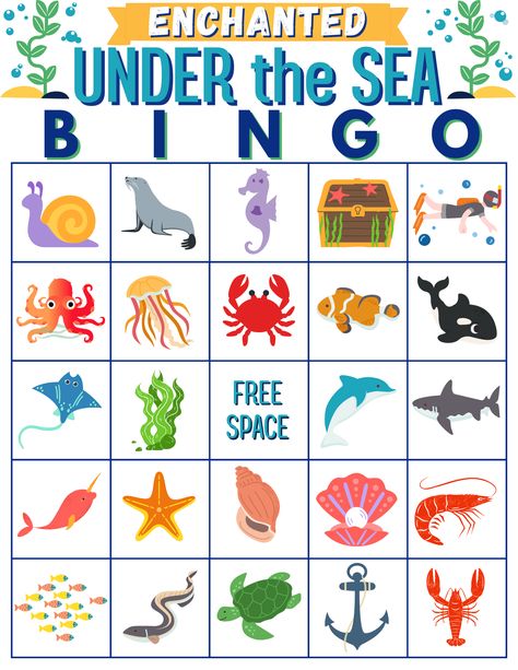 Under Sea, Theme Inspiration, Under The Sea Theme, Birthday Themes, Sea Theme, Bingo Games, Bingo Cards, Teaching Tools, Birthday Theme