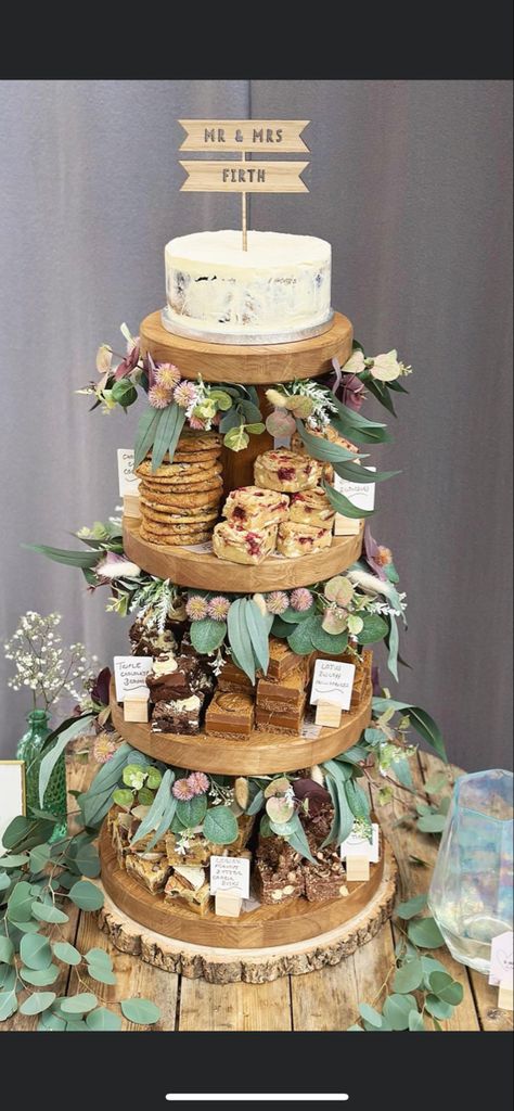 Brownie Cookie Cake, Graze Table, Alternative Wedding Cakes, Cake Tower, Wedding Cake Alternatives, Food Displays, Wedding 2024, Garden Party Wedding, Wildflower Wedding