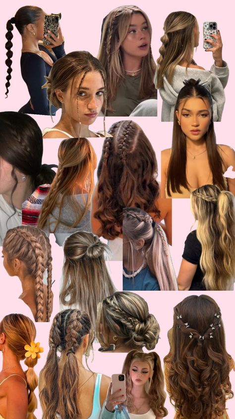 Hair inspo Preppy Hairstyles, Hairstyle Examples, Easy Hairstyles For Thick Hair, Hair Inspiration Long, Sport Hair, Beach Hairstyles For Long Hair, Easy Hairstyles For Medium Hair, Hairstyles For Layered Hair, Dance Hairstyles