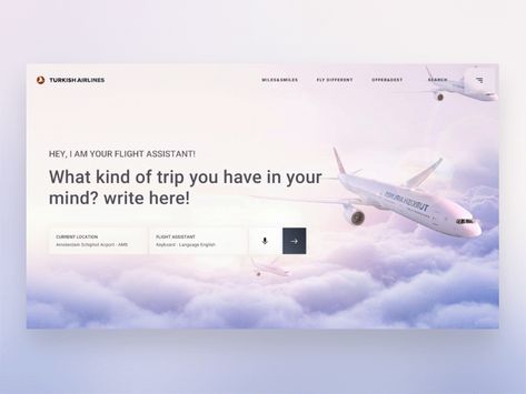 Flight Website Design, Flight Booking Website Design, Restaurant Website Design, Ui Design Website, Ux Design Inspiration, Turkish Airlines, Web Ui Design, Webpage Design, Website Design Layout