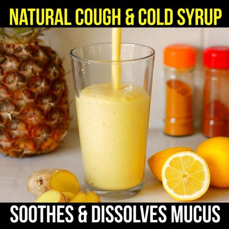 Natural Cough Syrup, Natural Add Remedies, Resep Smoothie, Sick Remedies, Resep Diet, Healthy Juice Recipes, Juicing For Health, Healthy Drinks Recipes, Cold Remedies