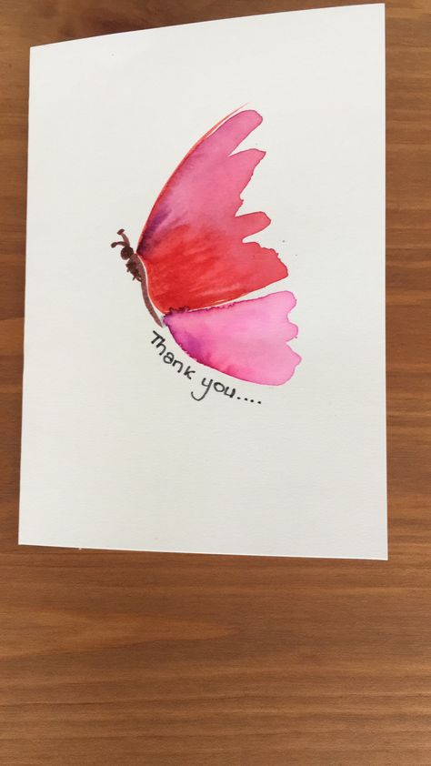 Easy Watercolor Cards Ideas Birthday, Thank You Card Watercolor Diy, Diy Watercolor Thank You Cards, Easy Diy Watercolor Cards, Painting Cards Ideas, Easy Watercolor Greeting Cards, Watercolor Cards Simple, Watercolor Greeting Cards Handmade, Homemade Watercolor Cards