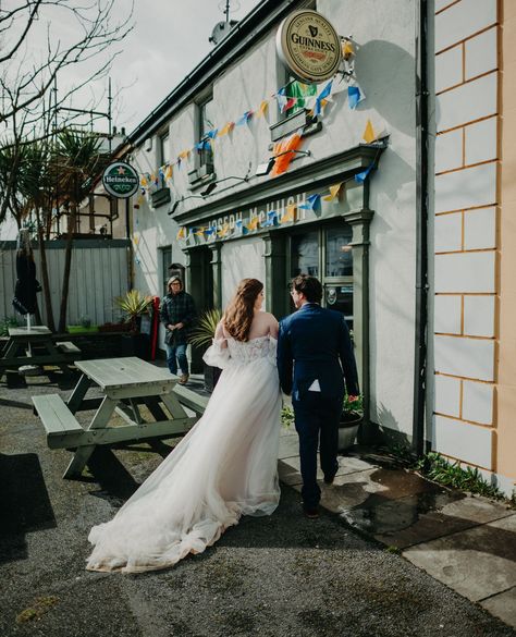 SPOILER ALERT: Your Ireland wedding may end at the pub! 🍺  Get ready to pour the perfect pint of Guinness and take in the best day ever with your partner in an authentic Irish pub. Our Irish pub elopements can also include up to 90 guests, as well as a ceremony in the pub barn!  Want to learn more? Visit Eloping in Ireland's website and let's start planning. Sláinte! 🍻 Irish Pub Wedding, Pub Wedding Reception, Makeup Bouquet, Pint Of Guinness, Pub Wedding, Elopement Packages, Wedding Vows Renewal, Ireland Wedding, The Pub