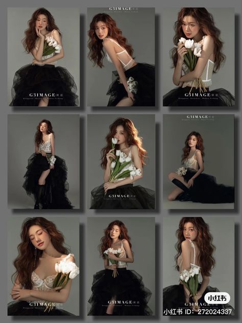 Birthday Photoshoot Poses Ideas, Presweet Photoshoot Ideas Korean, Photography Studio Poses Women, Korean Modeling Photoshoot, Korean Photoshoot Ideas, Birthday Concept Photoshoot, Photoshoot Concepts Studio, Concept Photoshoot Ideas, Posing With Flowers