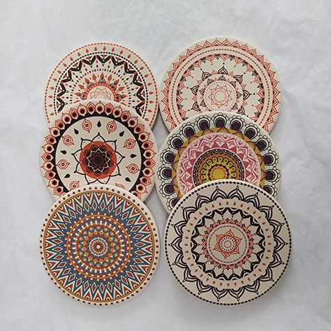 Pantry Decor, Coaster Art, Absorbent Coasters, Clay Wall Art, African Art Paintings, Christmas Coasters, Mandala Artwork, Art Painting Gallery, Diy Coasters