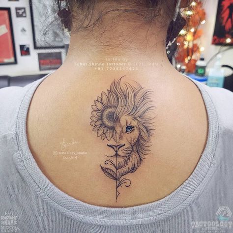 Leo Tattoo With Flowers, Leo Quotes Women Tattoo, Lion Scorpion Tattoo, Leo Shoulder Tattoos For Women, Leo Tattoo Lion, Lioness And Sunflower Tattoo, Women Leo Tattoo, Leo Lion Tattoos For Women Arm, Leo Tattoo Women