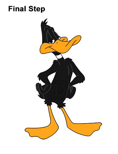 How to Draw Daffy Duck (Full Body) VIDEO & Step-by-Step Pictures Bugs Bunny Daffy Duck, Daphy Duck, Duffy Duck, Duck Tattoos, Body Type Drawing, Duck Drawing, New Drawing, Classic Cartoon Characters, Badass Tattoos