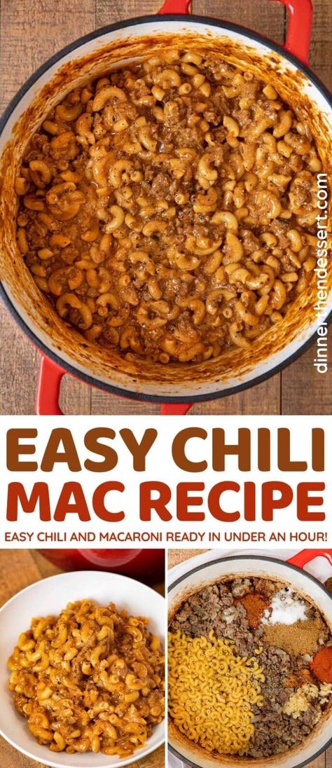 Easy Chili Mac Recipe, Homemade Chili Mac, Chili Mac Casserole, Chili Mac Recipe Easy, Easy Chili Mac, Chili Macaroni, Easy Homemade Chili, Easy Chilli, Chili Mac Recipe