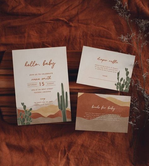 Desert Baby Shower Invitation Cactus Arizona Baby Shower Hello | Etsy Desert Invitations, Cactus Wedding Invitations, Cactus Invitation, Baby Shower Garcon, Mountain Wedding Invitations, Pocketfold Invitations, Boho Desert, Cactus Wedding, Invitation Baby Shower