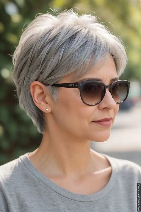 40 Beautiful Pixie Cuts For Gray Hair Short And Cute Hairstyles, Short Thick Grey Hair Styles, Short Grey Bob Hairstyles Over 50, Hair 60 Year Old Older Women, Gray Hair Short Styles, Short Haircuts For Grey Hair, Short Hair For Over 60 Older Women, Boy Haircuts For Women, White Short Hairstyles