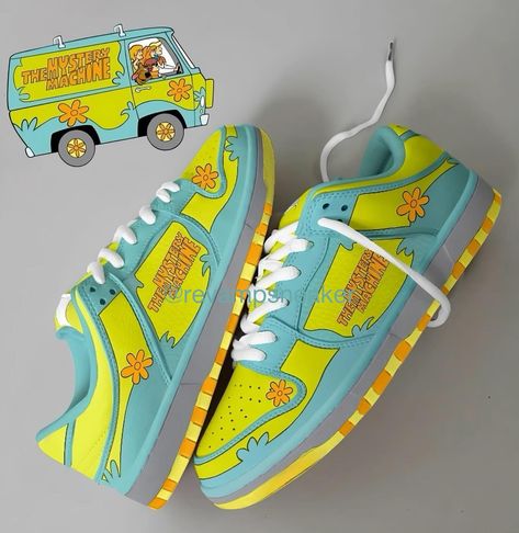 Grab a custom kicks based on our favourite cartoon Scooby Doo . . . . . . . . . . . . . . . . #nike #nikeshoes #sbdunks #custom Scooby Doo Shoes, Custom Painted Shoes Ideas, Cartoon Scooby Doo, Shoes Painting, Marvel Shoes, Custom Sneakers Diy, Painted Nikes, Custom Jordans, Pretty Sneakers