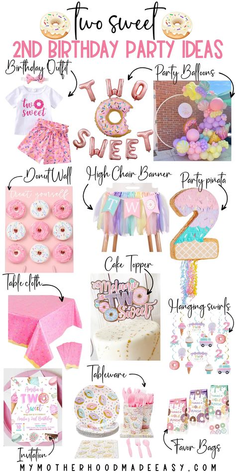 Two Sweet Sprinkle Birthday Party, Shes Two Sweet Birthday, 2 Sweet Birthday Party Food, 2ns Birthday Party Girl, Sweet 2 Birthday Ideas, 2sweet Birthday Party, 2nd Birthday Two Sweet, Two Sweet Party 2nd Birthday Brunch, Summer Second Birthday Party Themes