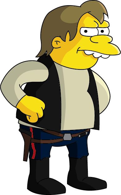 Nelson Muntz as smuggler Han Solo. Nelson Muntz, Die Simpsons, Simpsons Characters, Han Solo, Hans Solo, Futurama, Coloring Book Art, Star Wars Characters, Butterfly Wallpaper