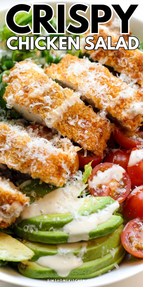 Easy Crispy Chicken, Crispy Chicken Salad, Sims Home, Crispy Chicken Salads, Crunchy Chicken, Honey Mustard Dressing, Chicken Pieces, Easy Healthy Lunches, Mustard Dressing