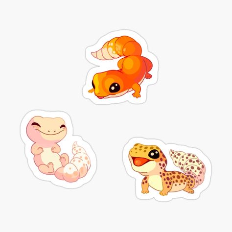 Get my art printed on awesome products. Support me at Redbubble #RBandME: https://www.redbubble.com/i/sticker/Leopard-geckos-by-BasedOnArt/146226500.EJUG5?asc=u Gecko Sticker, Gecko Art, Cute Gecko, Leopard Geckos, Cute Reptiles, Cute Leopard, Animal Doodles, Logo Reveal, Leopard Gecko