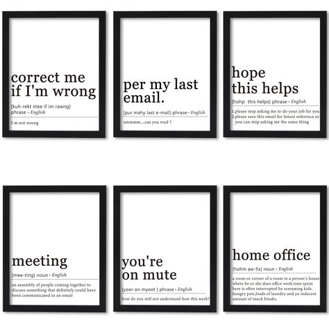 Work From Home Office Wall Decor, Bathroom Decor Office, Call Office Decor, Home Office Cricut Ideas, Weird Office Decor, Black And White Office Wall Decor, Funny Workplace Signs, Hanging Office Decor, Government Office Decor