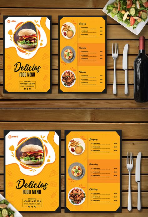 Creative And Attractive Food Menu Or Restaurant Flyer Design#pikbest#Templates#Others#Others Menu Design Ideas Templates, Restaurant Flyer Design, Menu Engineering, Drink Menu Design, Restaurant Advertising, Menu Card Design, Restaurant Poster, Graphic Design School, Menu Flyer