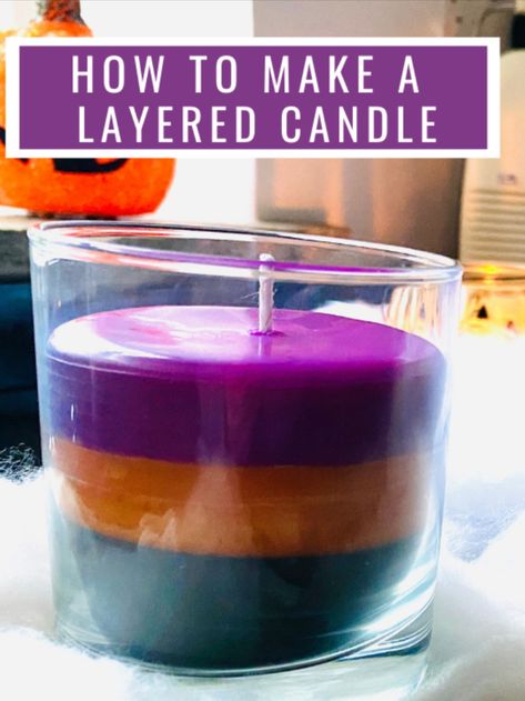 Candle Making Tutorial Step By Step, How To Make Colored Candles, Layered Candles Diy, Candle Making Ideas Homemade, Upcycled Candles, Tie Dye Candles, Candle Recipe, Candle Making Tutorial, Layered Candles