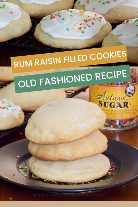 Raisin Filled Cookies Easy, Raisin Filled Cookies Old Fashioned, Raisin Cookies Old Fashioned, Raisin Filled Cookie Recipe, Old Fashioned Christmas Cookies, Raisin Filled Cookies, Cookie Dough Filling, Old Fashioned Recipe, Boiled Peanuts