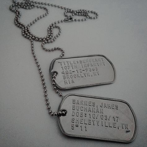 Steve Rogers and Bucky Barnes Bucky Barnes Necklace, Bucky Barnes Dog Tags, Bucky Barnes Aesthetic, Marvel Jewelry, James Barnes, Marvel Gifts, Marvel Merchandise, Marvel Clothes, James Buchanan Barnes