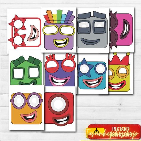 Printable NumberBlock Photo Props Images for NumberBlock - Etsy Brasil Number Blocks Printable, Block Birthday Party, Printable Photo Props, Number Blocks, Printable Masks, Cars Birthday Party Disney, Birthday Photo Props, Baby Posters, Creative Accessories