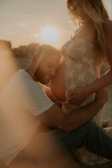 Beach Maternity Photos Florida Maternity Shoot, Sunrise Maternity Pictures Beach, Boho Maternity Photos, Pregnant Photoshoot, Announcement Photoshoot, Maternity Beach, Maternity Photography Poses Outdoors, Pregnancy Pics, Baby Announcement Photoshoot