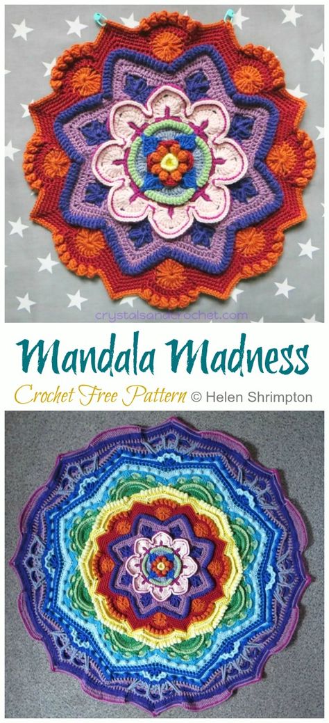 Mandala Madness Crochet Free Pattern - Enchanting Mandala Free Crochet Patterns Mandala Knitting Patterns Free, Multicolor Yarn Crochet Patterns, Mandela Crochet Blanket Free Pattern, Mandala Madness Crochet, Mandala Madness Crochet Free Pattern, Free Crochet Mandala Pattern, Mandala Crochet Blanket Free Pattern, Mandala Crochet Free Pattern, Crochet Mandala Pattern Free