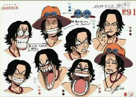 One Piece Characters, Ace One Piece, Susanoo Naruto, رورونوا زورو, Ace Sabo Luffy, Character Design Challenge, One Piece Chapter, Character Model Sheet, One Piece Ace