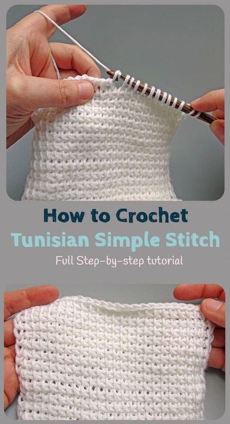 How to crochet the Tunisian Simple Stitch Tunisian Crochet Free, Tunisian Crochet Patterns, Simple Stitch, Tunisian Crochet Stitches, Crochet Simple, Crochet Stitches For Beginners, Crochet Stitches Tutorial, Crochet Instructions, Crochet Stitches Patterns