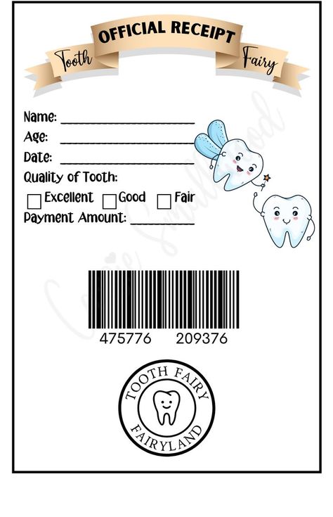 Free printable official tooth fairy receipt for boys personalized editable pdf Tooth Fairy Receipt Free Printable, Tooth Fairy Pillow Diy, Tooth Fairy Letter Template, Fairy Letters, Tooth Fairy Note, Boy Tooth Fairy, Tooth Fairy Receipt, Tooth Fairy Certificate, Tooth Fairy Gifts