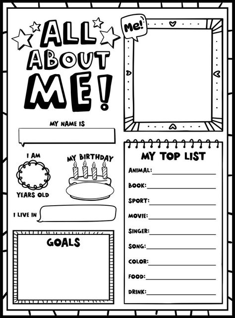 Get creative with these printable All About Me worksheets and templates. Let your personality shine through! 🌟 #selfreflection #personaljourney #knowyourself #printableallabout Printable All About Me Worksheet, A Bit About Me Template, Instagram About Me Template, All About Me Poster Ideas High School, All About Me Slideshow Ideas, All About Me Template Preschool, About Me School Project, About Me Worksheet Middle School, Get To Know Me Questions Template