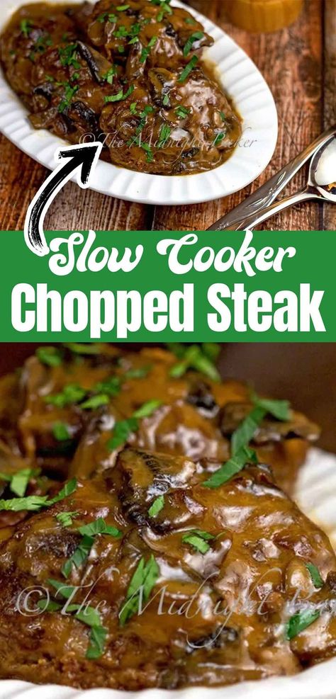 Hamburger Crockpot Recipes, Hamburger Meat Dishes, Chopped Steak Recipes, Cube Steak Crock Pot Recipes, Summer Slow Cooker, Easy Skillet Dinner, Summer Crockpot, Summer Slow Cooker Recipes, Summer Crockpot Recipes