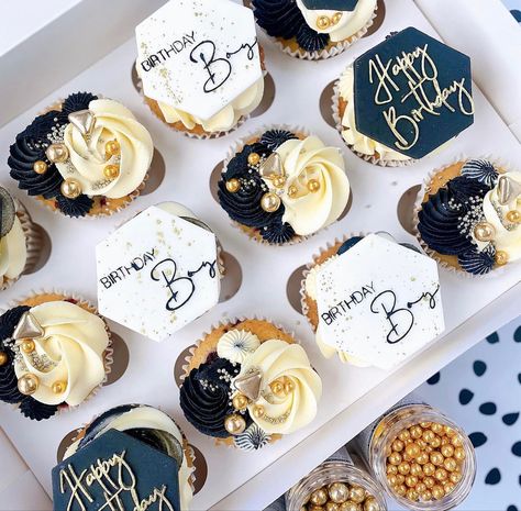 Mens Cupcakes Birthday, Boyfriend Birthday Cupcakes, 60th Birthday Cupcakes For Men, Birthday Cupcakes Ideas For Boyfriend, Happy Birthday Cupcakes For Men, Birthday Cupcakes For Boyfriend, Cupcake Designs For Men, Birthday Cupcakes For Men, Birthday Cupcakes Ideas For Men