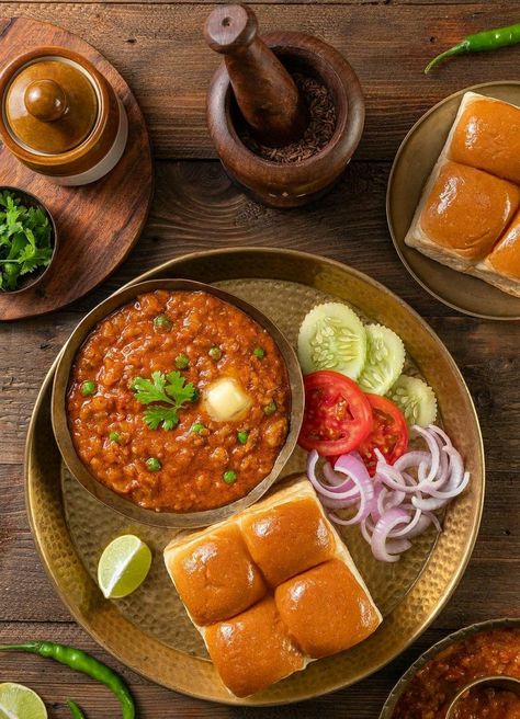 Pav Bhaji Photography, Indian Food Photography, Chinese Snacks, Food Videography, Pav Bhaji, Vegetarian Fast Food, Food Lab, India Food, Indian Street Food