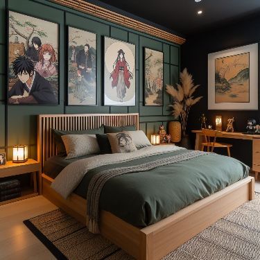 #HomeDecorIdeasEngagement #HomeDecorIdeasEarthTones #HomeDecorIdeasEntryWayTable #HomeDecorIdeasForWedding #HomeDecorIdeasForChristmas #HomeDecorIdeasForDiwaliFestival #HomeDecorIdeasForWeddingIndian Japanese Theme Bedroom, Green Teen Boy Bedroom, Anime Theme Bedroom, Japanese Teen Bedroom, Anime Style Bedroom, Green Theme Bedroom, Anime Themed Bedroom, Zen Anime, Japanese Themed Bedroom