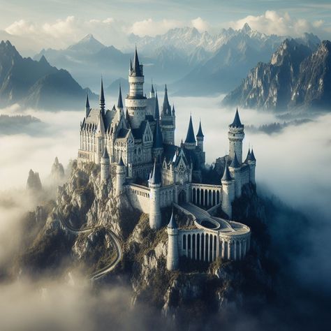 In this fantasy realm, a castle stands as a beacon of wonder and adventure. Castle Exterior, Fantasy Realm, Kingdom City, Fantasy World Map, Castle Aesthetic, Magic Castle, Castle Art, Castle Designs, Fairytale Fantasy