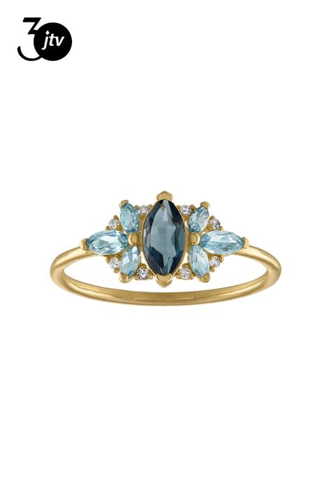 10K Yellow Gold Marquise Multi-color Blue Topaz Ring .45ctw Blue Topaz Ring, Topaz Ring, 10k Gold, Blue Topaz, Topaz, Multi Color, Yellow Gold, Blue Color, Ring