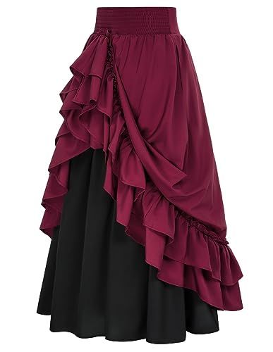 Bridesmaid Dresses Ideas, Victorian Skirt, Layered Ruffle Skirt, Steampunk Skirt, Estilo Hijab, Model Pose, Womens Maxi Skirts, Sequence Work, Half Skirt