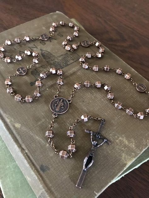 Copper Mens Catholic Rosary | Etsy St Benedict Medal, Benedict Medal, St Benedict, Catholic Rosary, Wichita Ks, Saints Medals, Rosary Catholic, First Holy Communion, Copper Chain