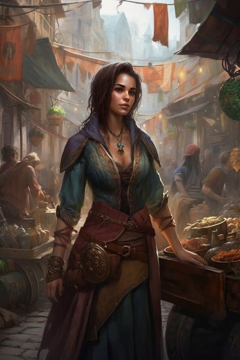 ArtStation - NPCs: Kena the Merchant Fantasy Merchant Outfit, Fantasy Merchant Aesthetic, Merchant Character Design, Fantasy Merchant, Traveling Merchant, Dnd Reference, Female General, Dream Fantasy, Common People