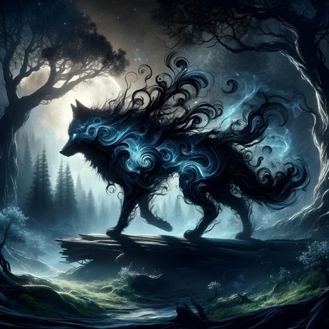 Black And White Wolf Wallpaper, Magic Wolf Art, Mystical Wolf Art, Mythical Wolf, Fantasy Wolves, Wolf Art Fantasy, Divine Beast, Magical Wolf, Pet Anime