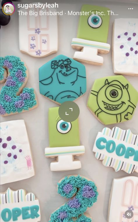 Monsters University Cookies, Monsters Inc Birthday Cookies, Monsters Inc Sugar Cookies, Monsters Inc Cookies Decorated, Monsters Inc Cookies, Cookies Monster, Royal Cookies, Monster Inc Birthday, Monster Cartoon